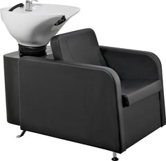 Hairway Rückwärtswaschbecken "Gent" Sitz schwarz, Becken weiß / SKU 57981-YD29-W