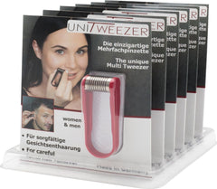 Unitweezer Display mit 6 Mehrfach Spiralpinzetten Rot