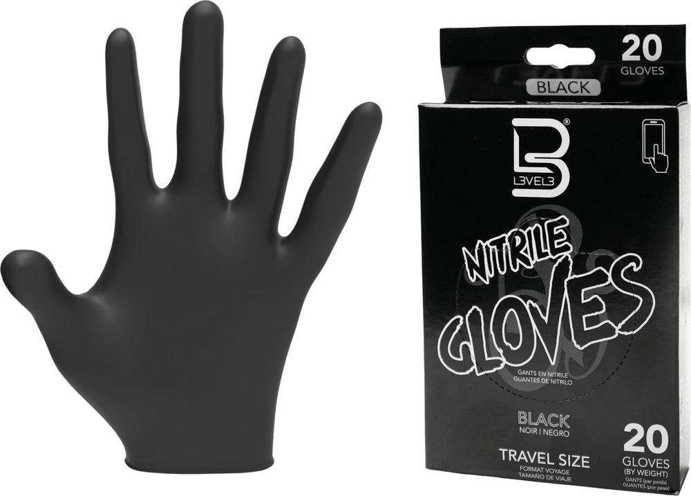 L3VEL3 Nitrile Gloves X Large Black Travel Size