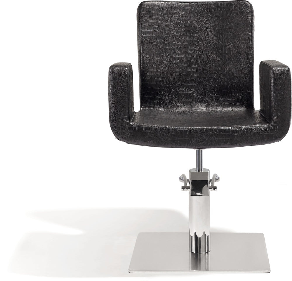 Sibel Attractio Friseurstuhl Kroco Schwarz mit Quadratischer Basis