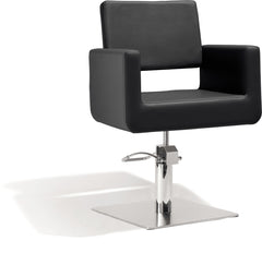 Sibel Felicitas Friseurstuhl Schwarz mit Quadratischer Basis