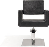 Sibel Felicitas Friseurstuhl Kroko Schwarz mit Quadratischer Basis