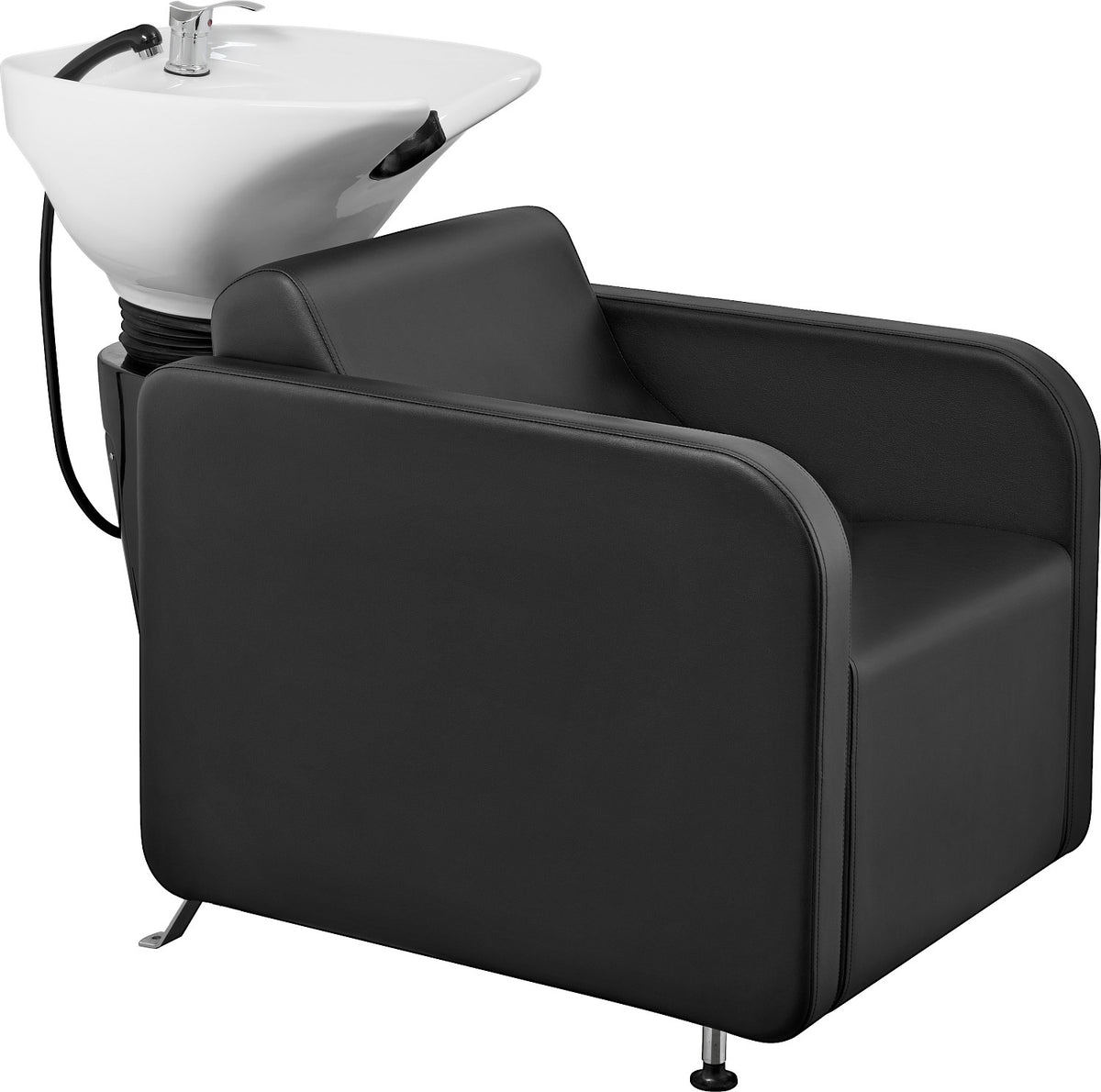 Hairway Rückwärtswaschbecken "Kubus" Sitz schwarz, Becken weiß / SKU 57980-YD29-W