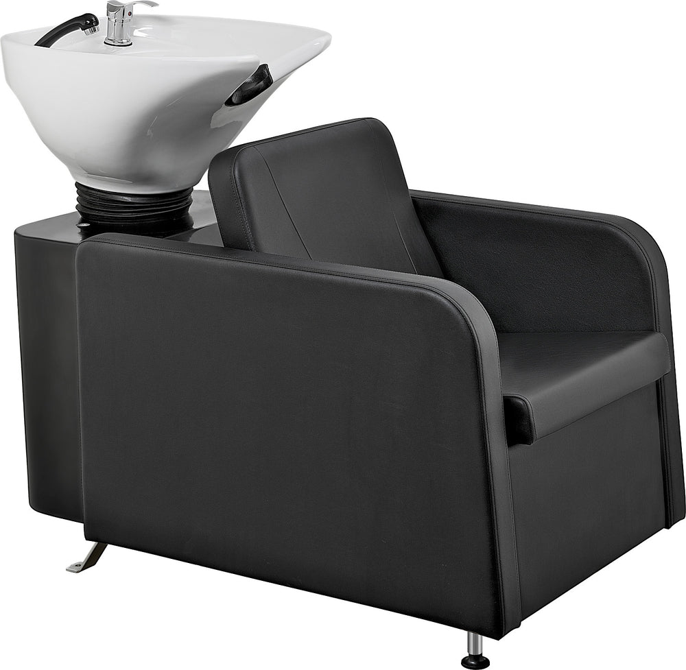 Hairway Rückwärtswaschbecken "Gent" Sitz schwarz, Becken weiß / SKU 57981-YD29-W
