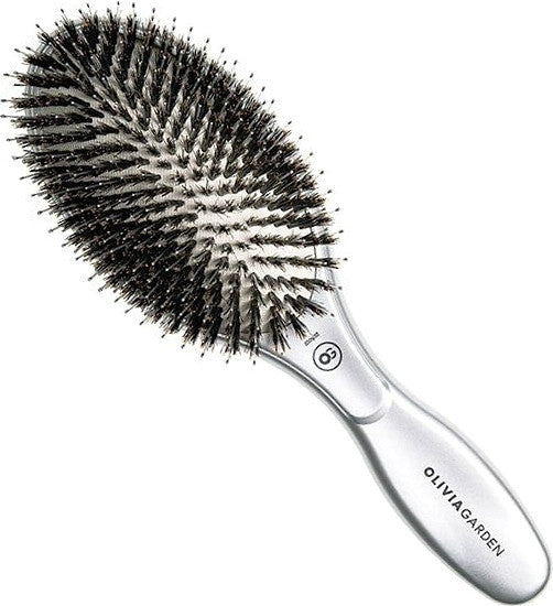 Olivia Garden Expert Care Oval Silber mit Wildschwein Nylonborsten