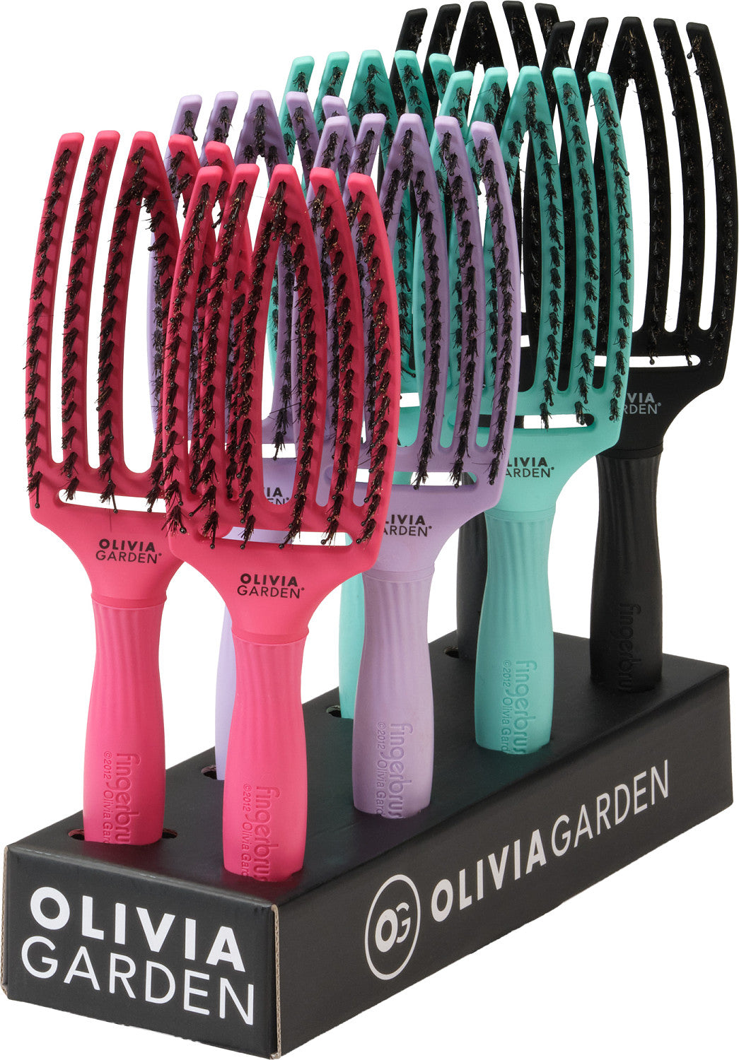 Olivia Garden Set Fingerbrush Combo Medium Hot Pink Lavendel Mint Full Black