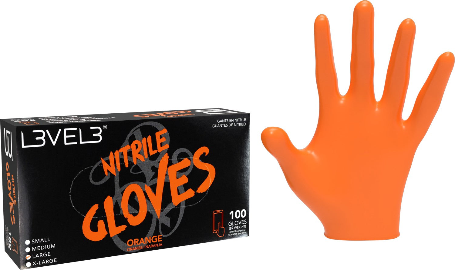 L3VEL3 Nitrilhandschuhe Large Orange