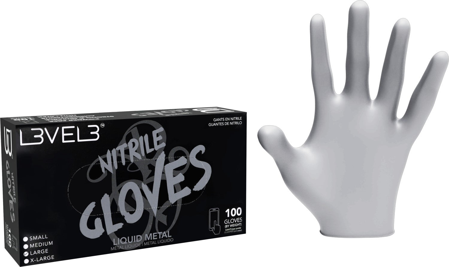 L3VEL3 Nitrilhandschuhe Large Liquid Metal