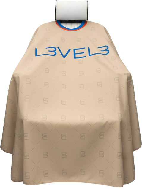 L3VEL3 Umhang mit Gummikragen Beige mit rotem Rand