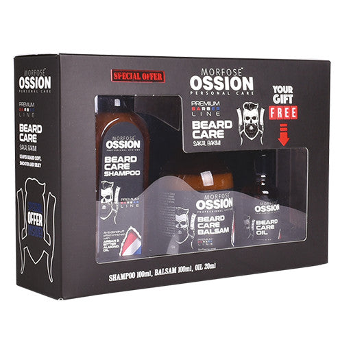 Morfose Geschenkset Ossion Beard Care 3er Set Shampoo + Balsam + Öl
