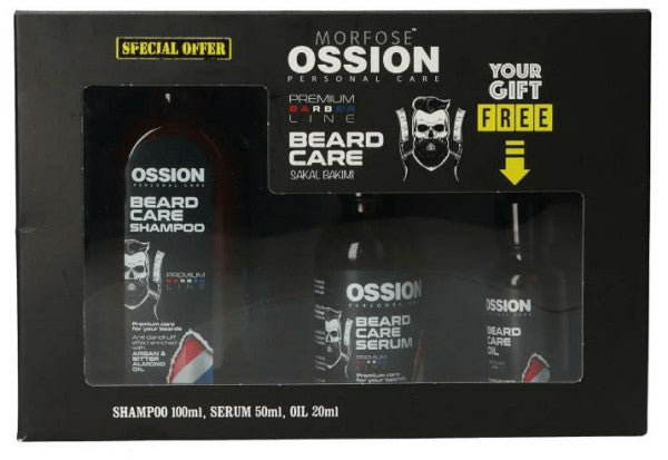 Morfose Geschenkset Ossion Beard Care 3er Set Shampoo + Serum + Öl