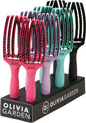 Olivia Garden Set Fingerbrush Combo Medium Hot Pink, Lavendel, Mint, Full Black