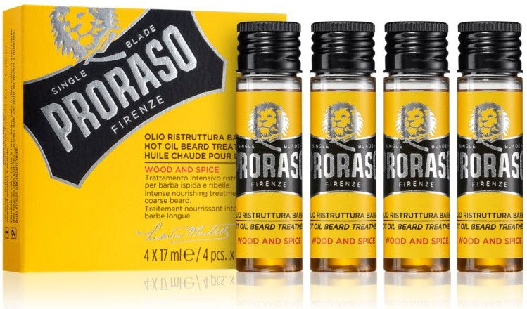 Proraso Hot Oil Beard Treatment Wood & Spice 4x17 ml