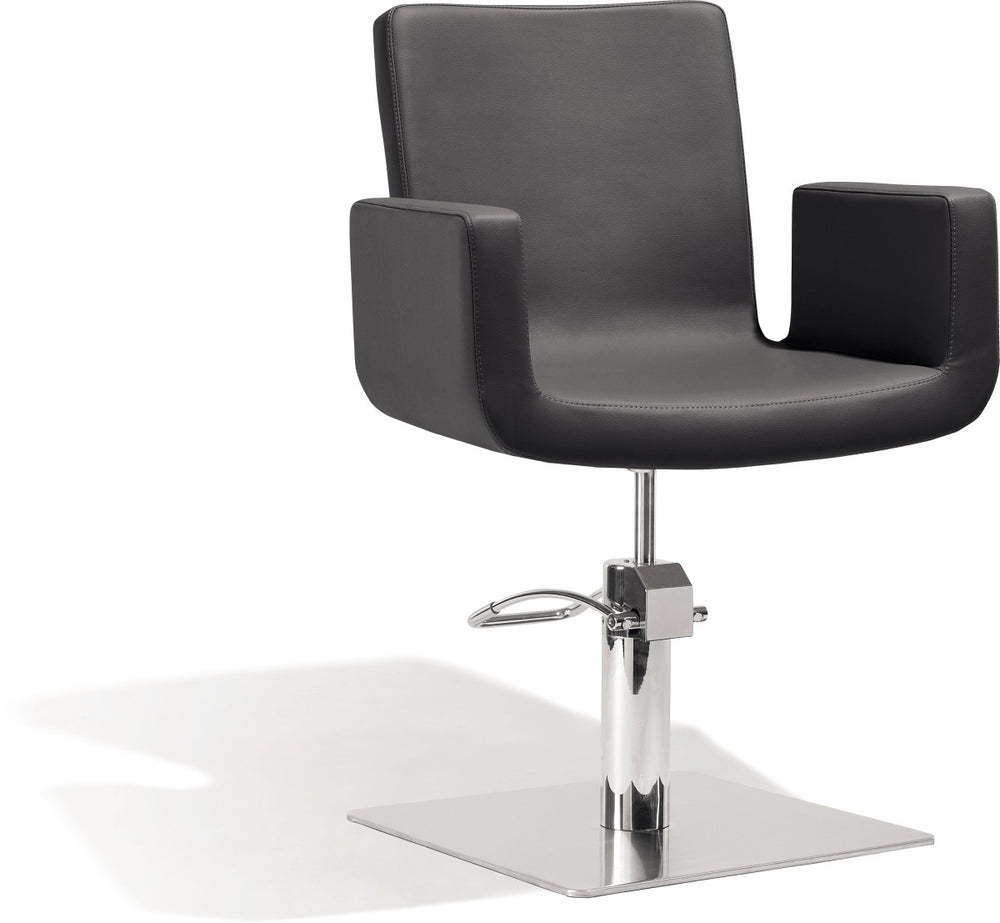 Sibel Attractio Friseurstuhl Schwarz mit Quadratischer Basis