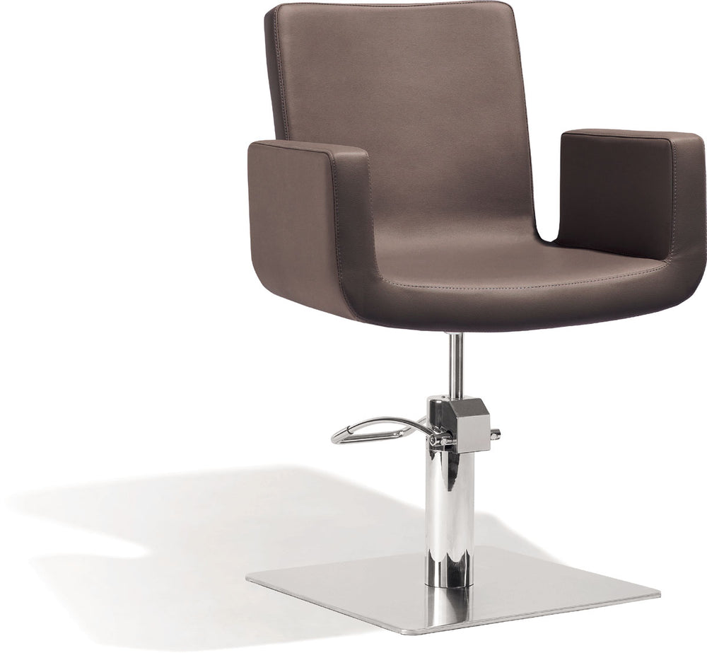 Sibel Attractio Friseurstuhl Braun mit Quadratischer Basis