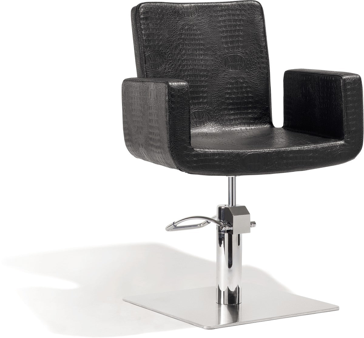Sibel Attractio Friseurstuhl Kroco Schwarz mit Quadratischer Basis