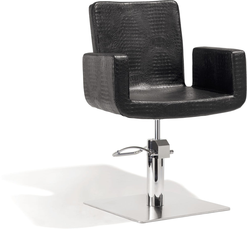 Sibel Attractio Friseurstuhl Kroco Schwarz mit Quadratischer Basis