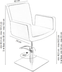 Sibel Attractio Friseurstuhl Kroco Schwarz mit Quadratischer Basis