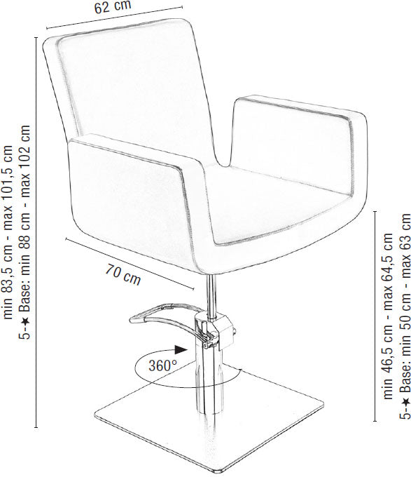 Sibel Attractio Friseurstuhl Braun mit 5 Stern Basis