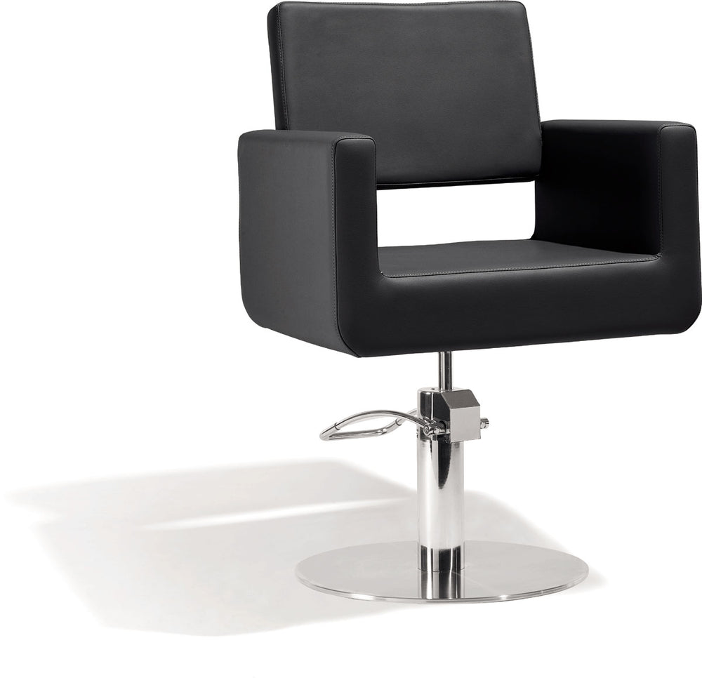 Sibel Felicitas Friseurstuhl Schwarz mit Runder Basis