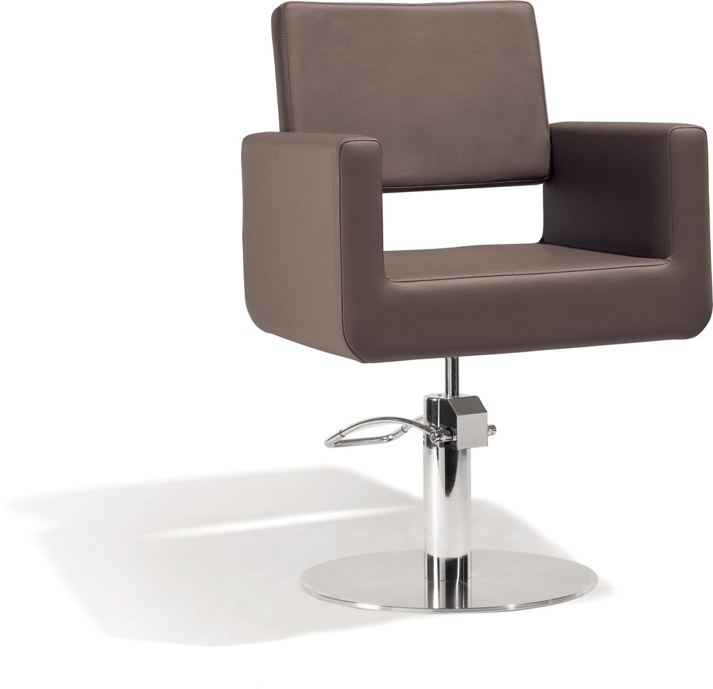 Sibel Felicitas Friseurstuhl Braun mit Runder Basis