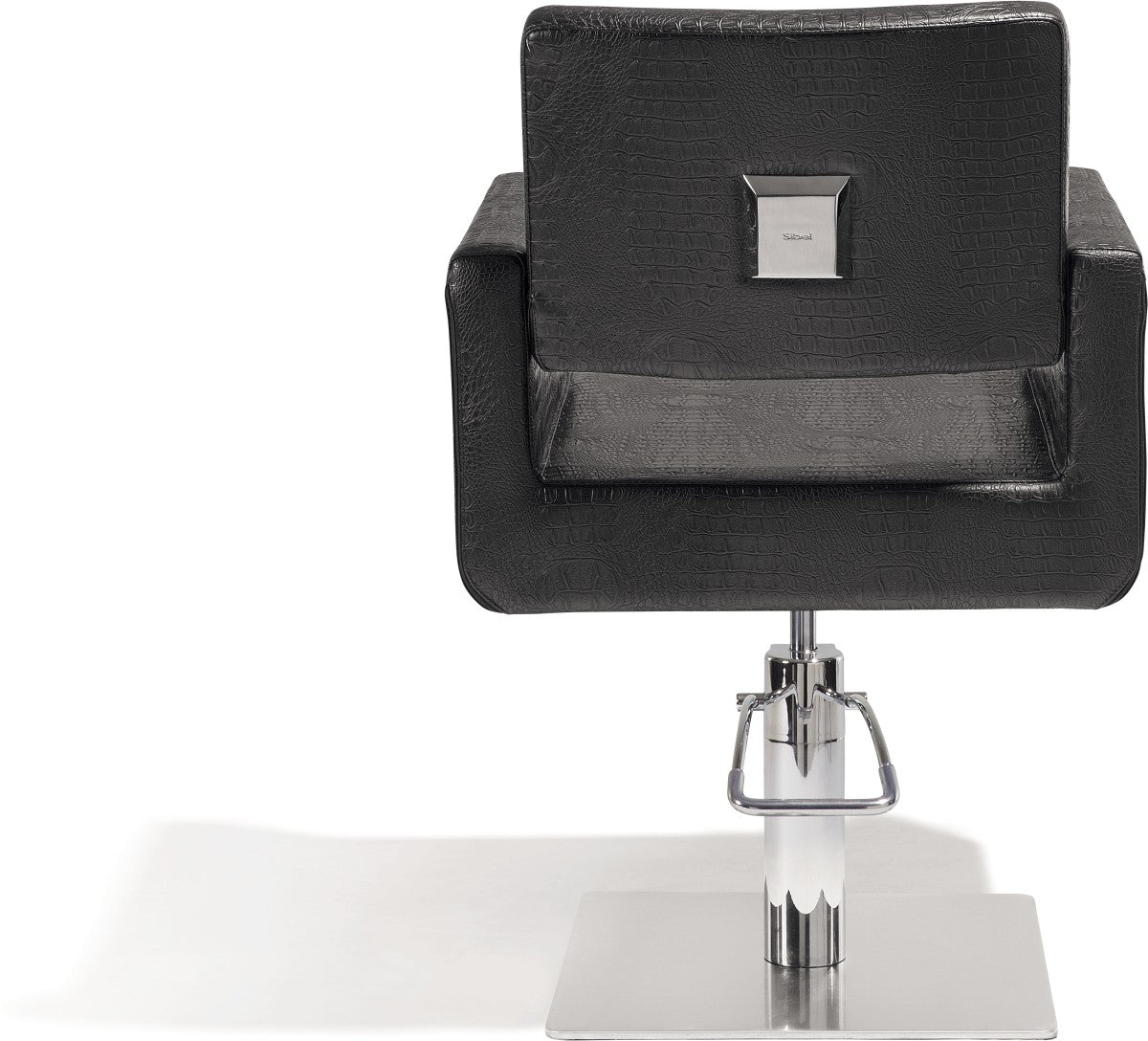 Sibel Felicitas Friseurstuhl Kroko Schwarz mit Quadratischer Basis