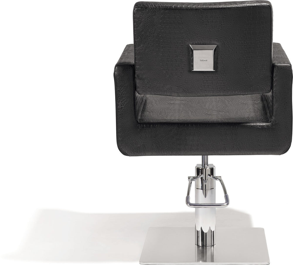 Sibel Felicitas Friseurstuhl Kroko Schwarz mit Quadratischer Basis