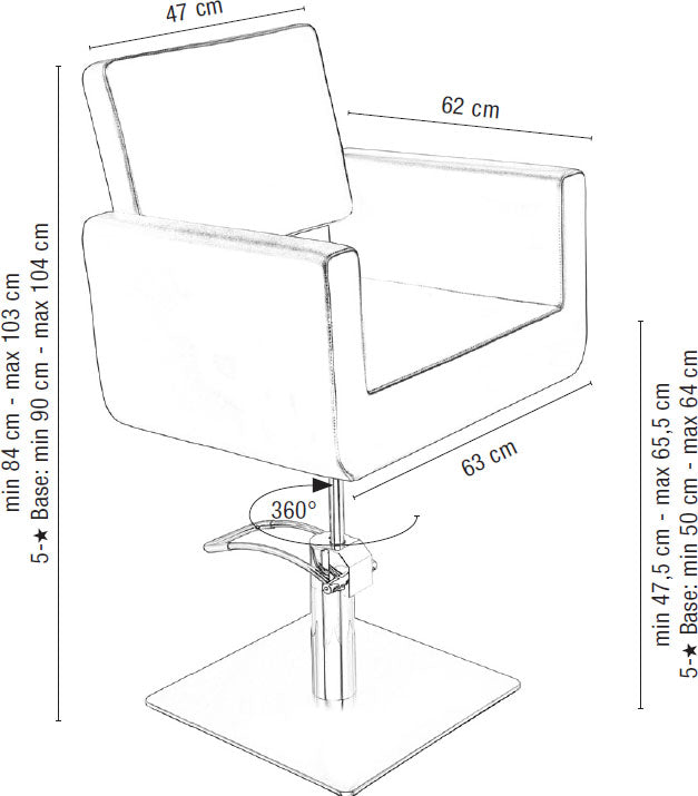 Sibel Felicitas Friseurstuhl Braun mit 5 Stern Basis